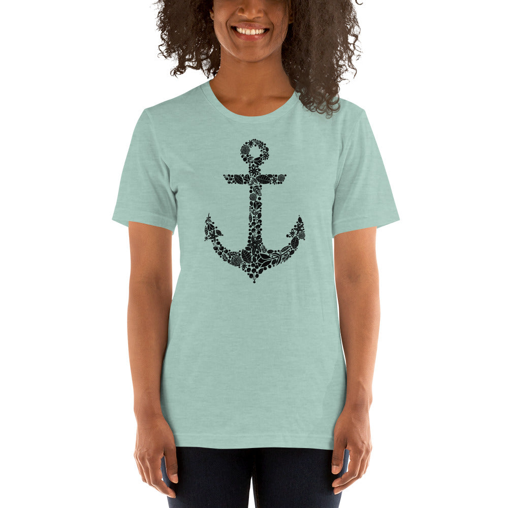 Black Floral Anchor Unisex t-shirt