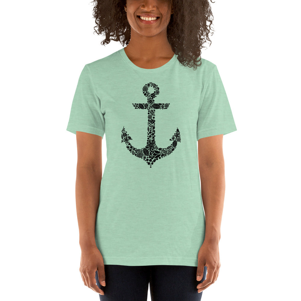 Black Floral Anchor Unisex t-shirt