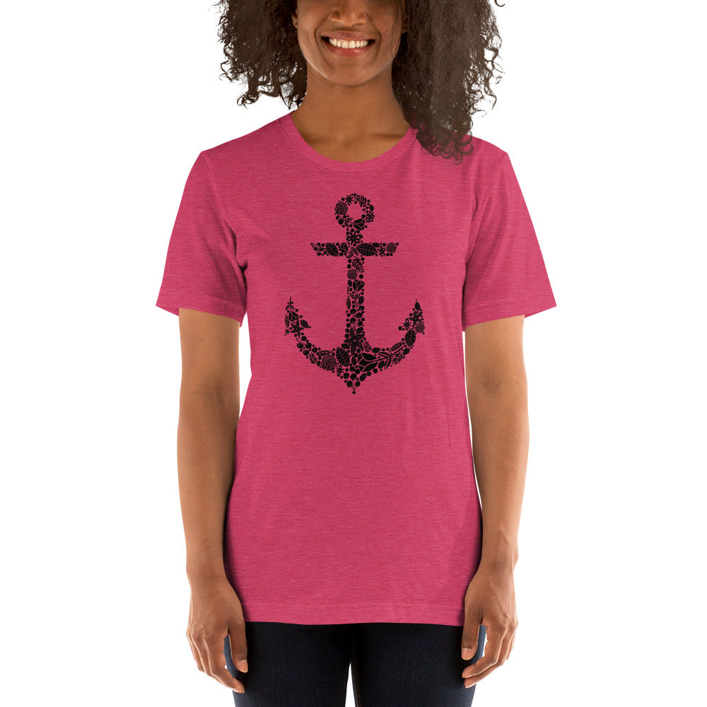 Black Floral Anchor Unisex t-shirt