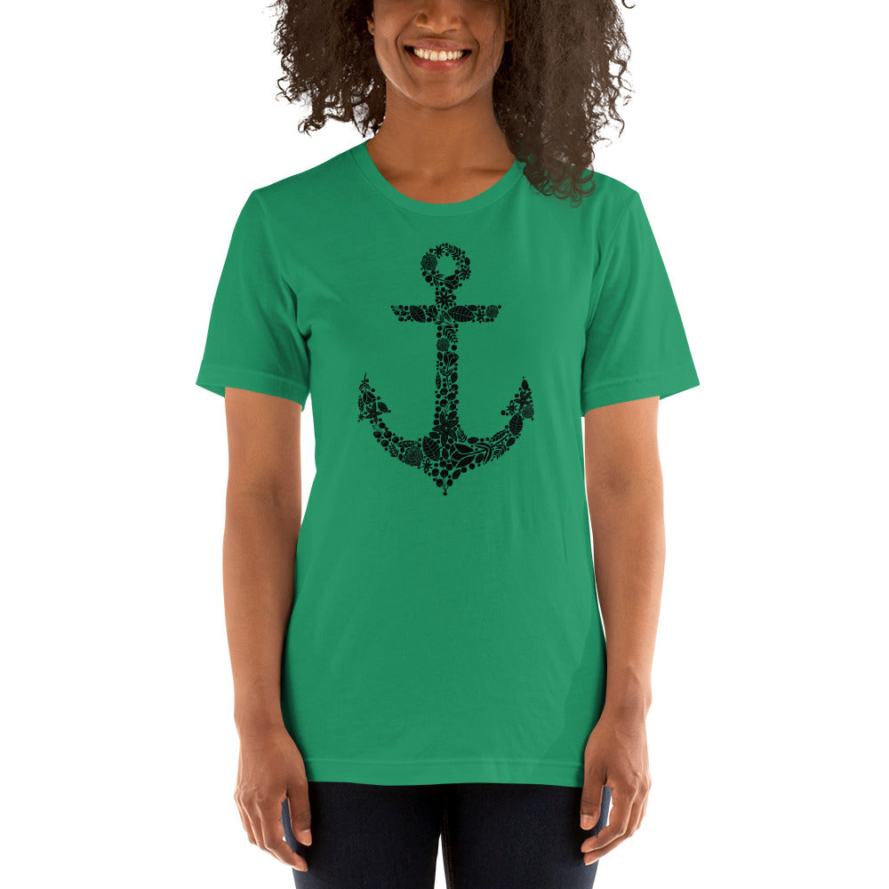 Black Floral Anchor Unisex t-shirt