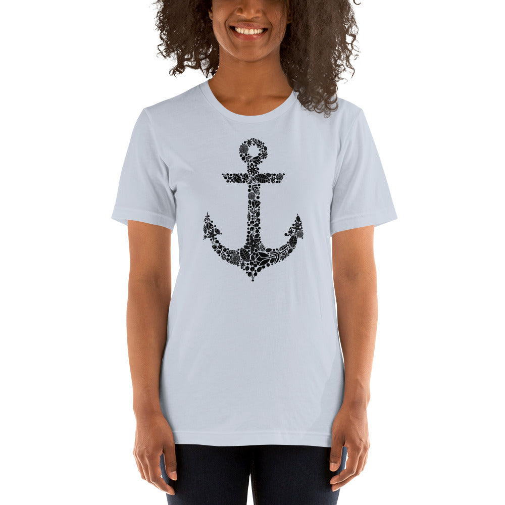 Black Floral Anchor Unisex t-shirt