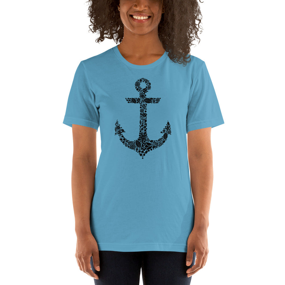 Black Floral Anchor Unisex t-shirt