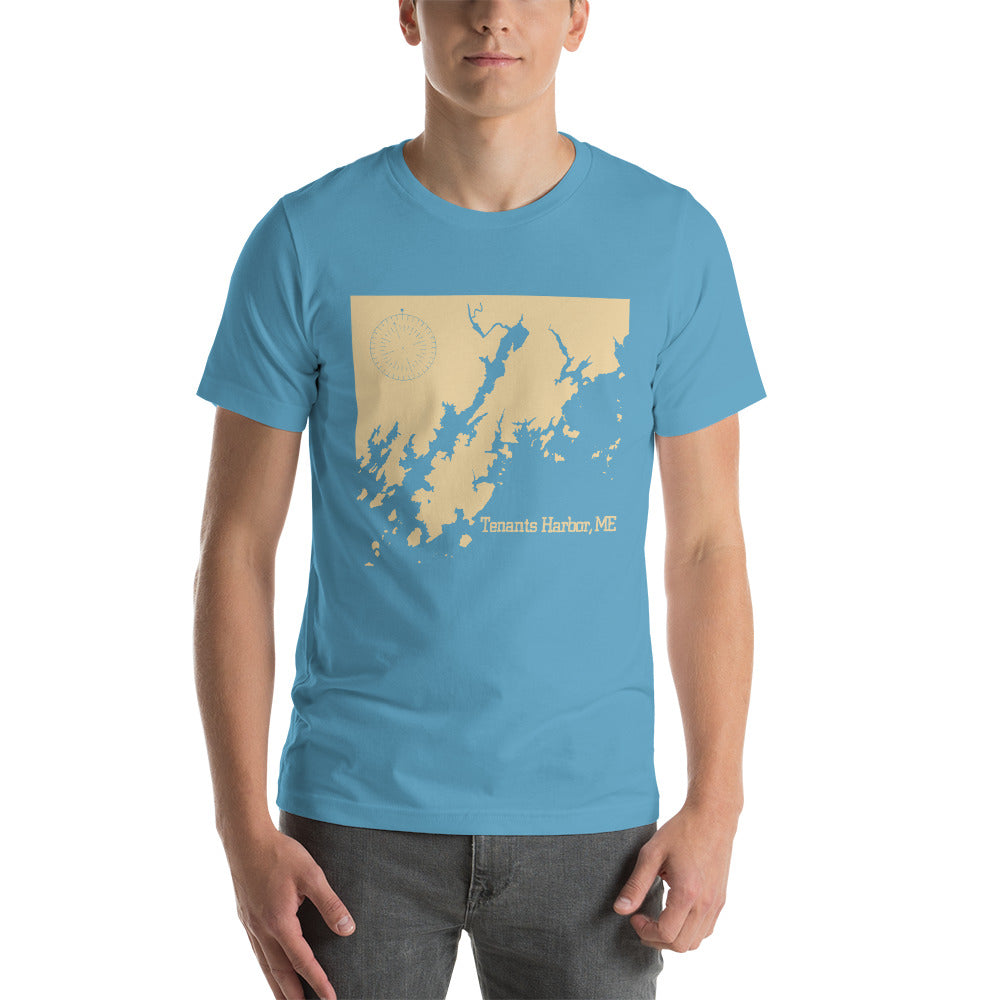 Tenants Harbor Nautical Map Unisex t-shirt