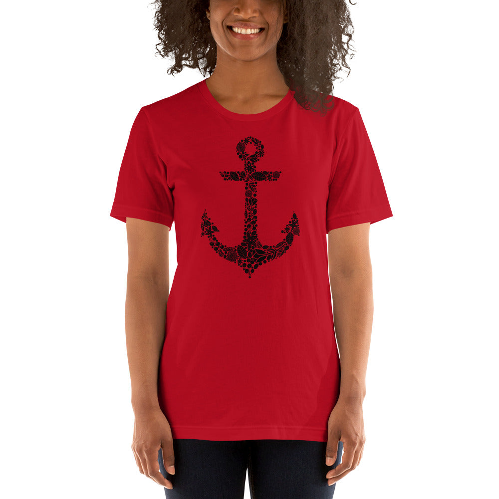 Black Floral Anchor Unisex t-shirt