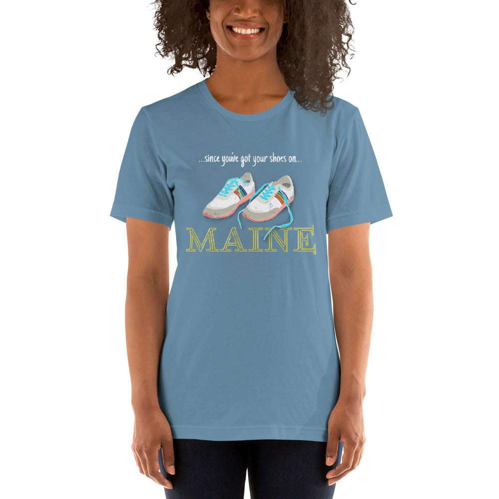 Shoes On, Maine Unisex t-shirt