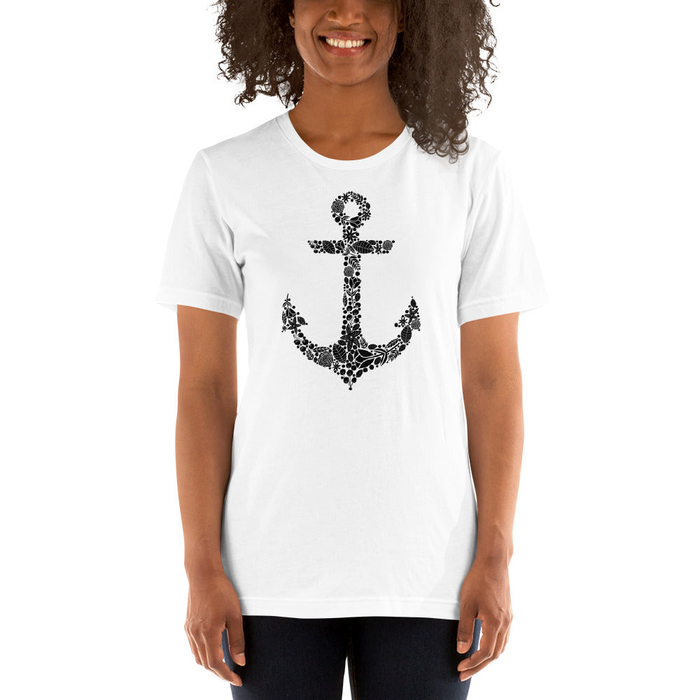 Black Floral Anchor Unisex t-shirt