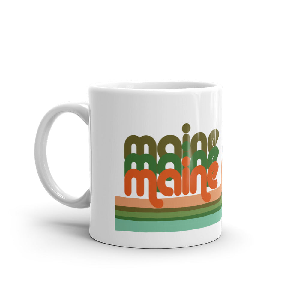 Maine Retro Ribbon White glossy mug