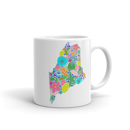 Maine Neon White glossy mug