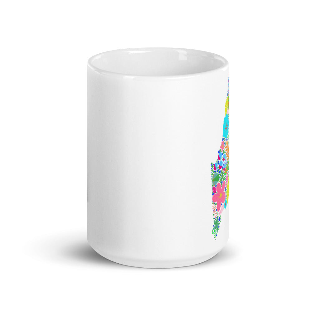 Maine Neon White glossy mug