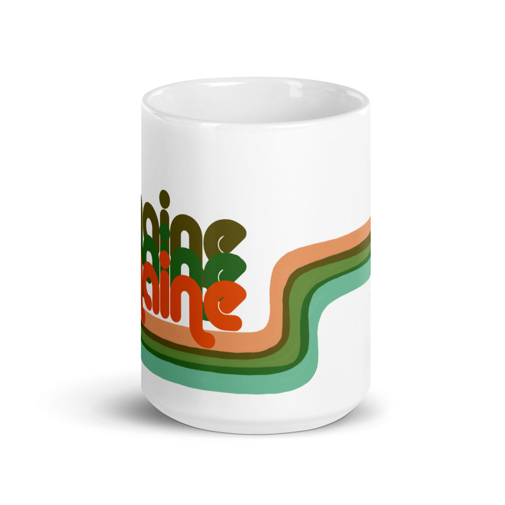 Maine Retro Ribbon White glossy mug