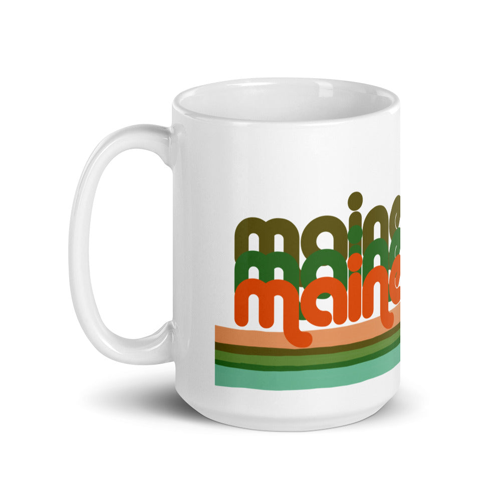 Maine Retro Ribbon White glossy mug