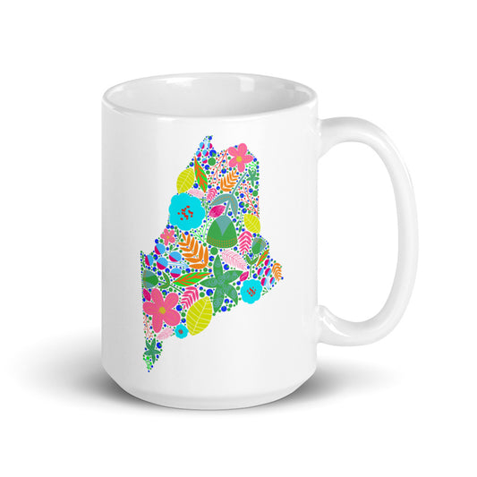 Maine Neon White glossy mug