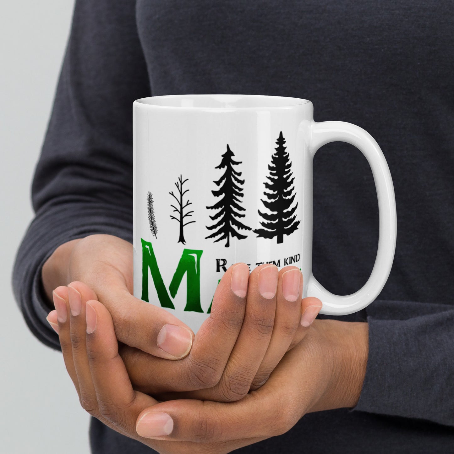 Maine "Raise Them Kind" White glossy mug