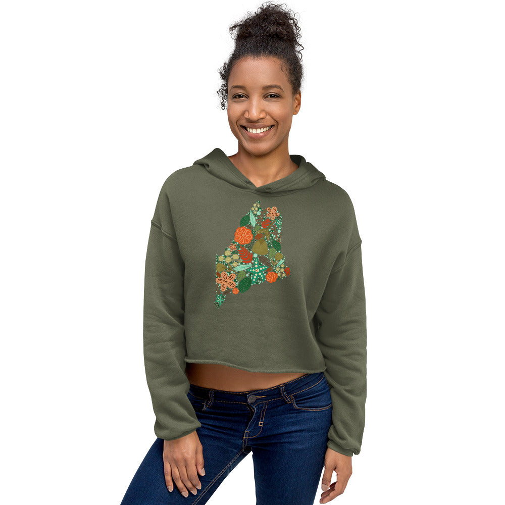 Maine Floral Crop Hoodie