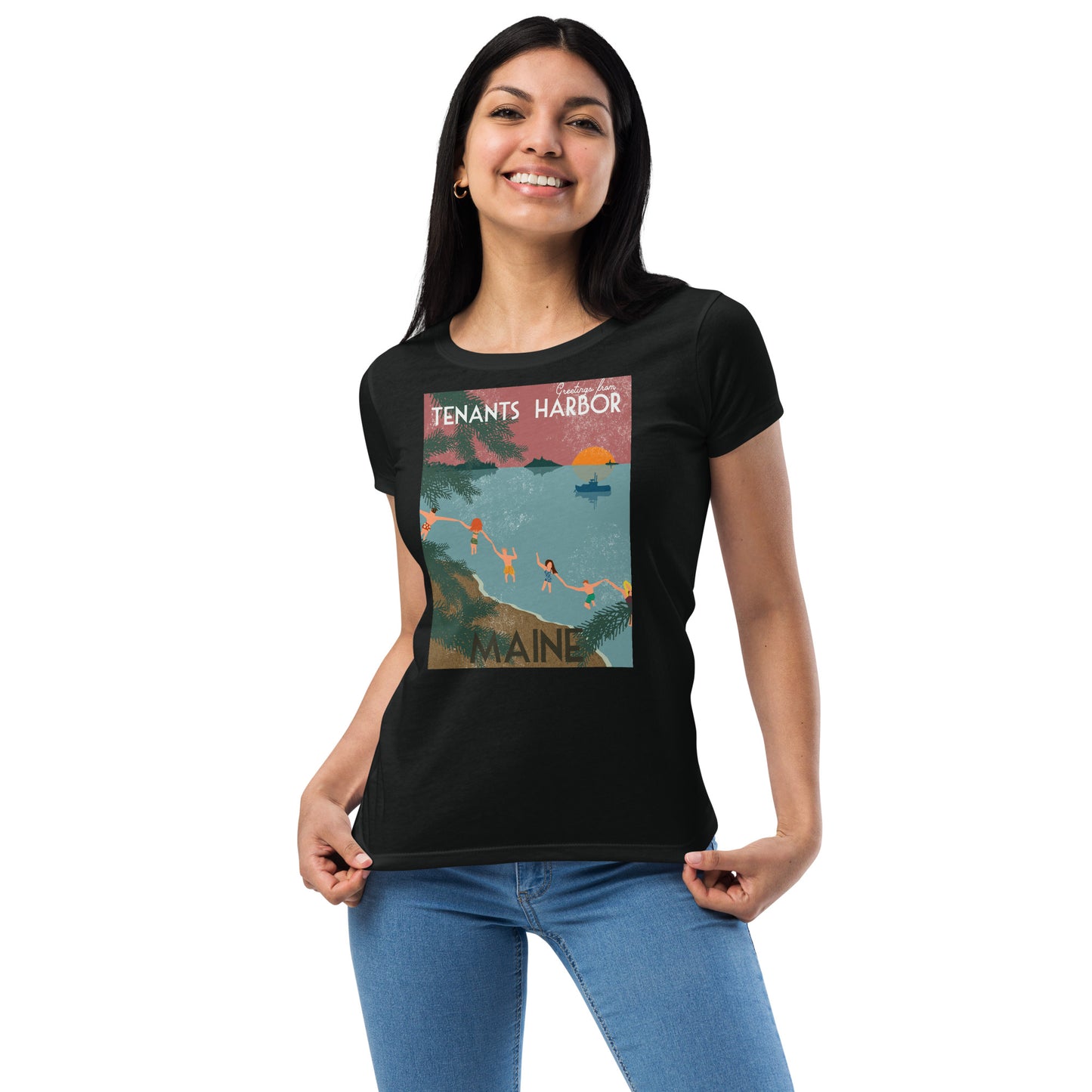 T Harbor Vintage Postcard Women’s fitted t-shirt