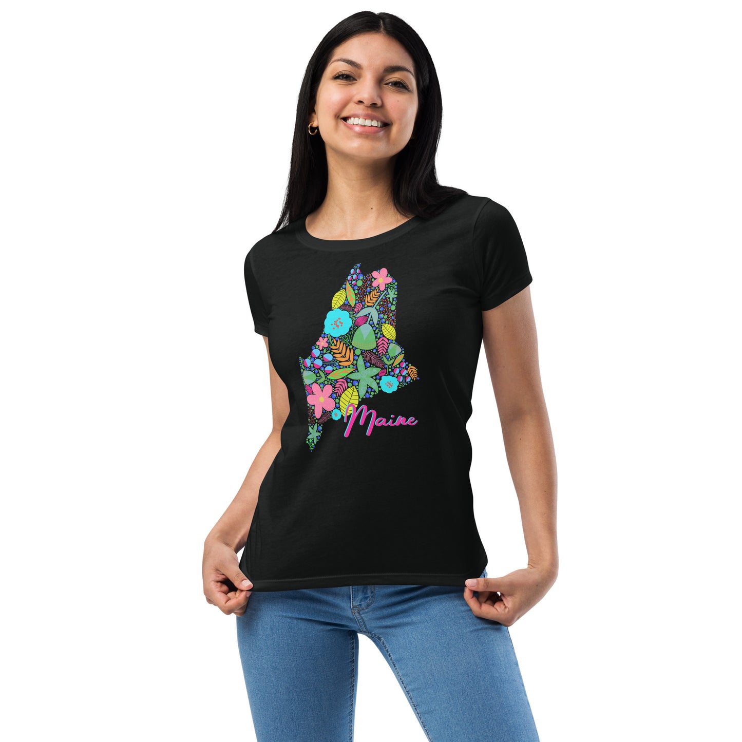 Maine Neon Floral fitted t-shirt