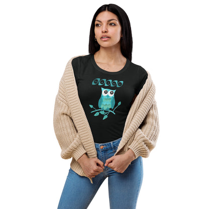 Maine Owl Women’s fitted t-shirt, teal