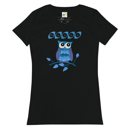 Maine Owl Women’s fitted t-shirt, blue