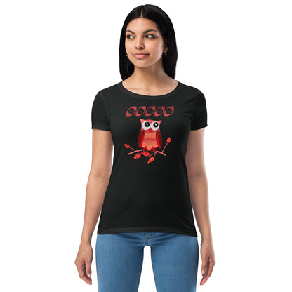 Maine Owl Women’s fitted t-shirt, red