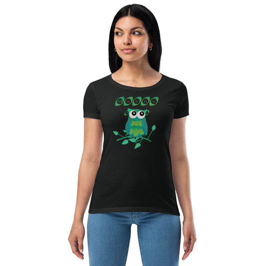 Maine Owl Women’s fitted t-shirt, green