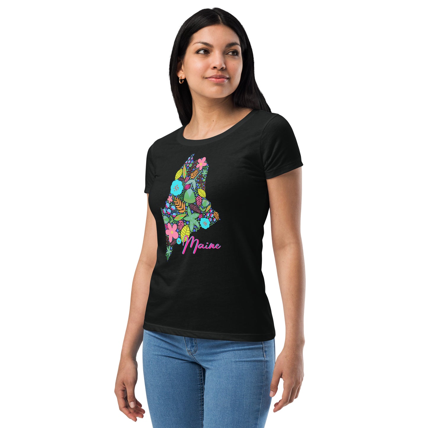 Maine Neon Floral fitted t-shirt