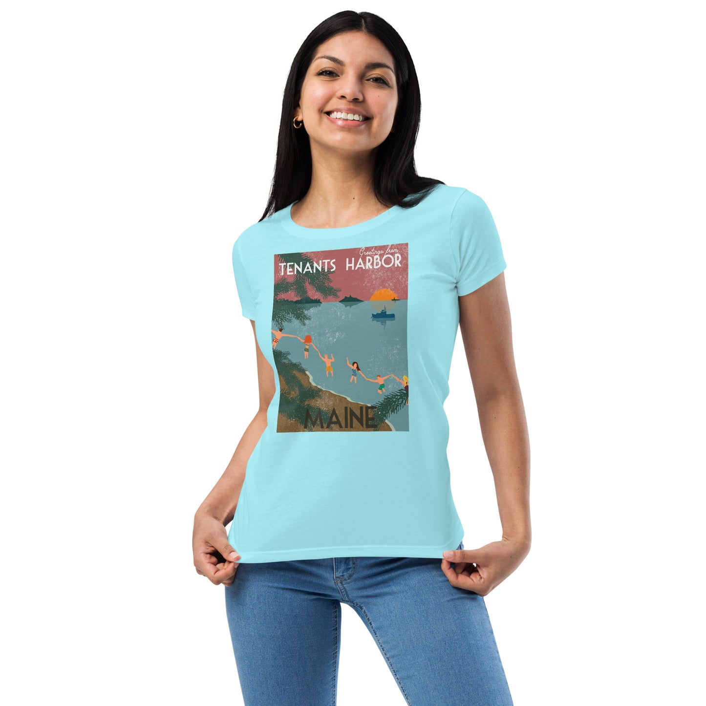 T Harbor Vintage Postcard Women’s fitted t-shirt