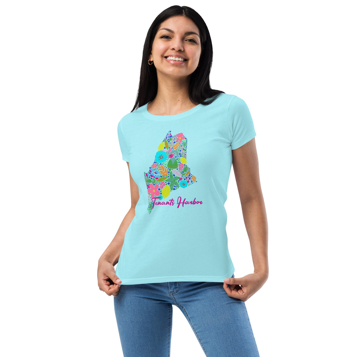 Tenants Harbor Neon Floral Women’s fitted t-shirt