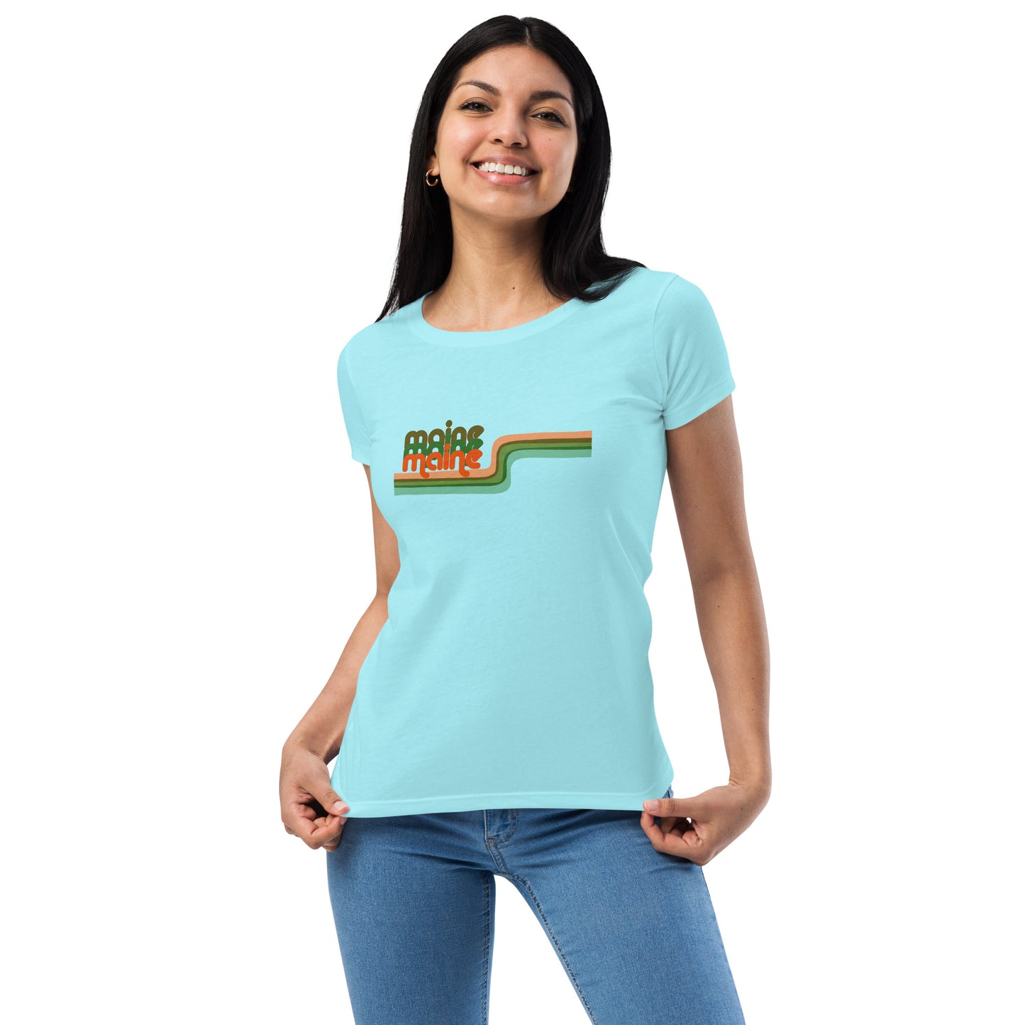 Maine Retro Ribbon Women’s fitted t-shirt