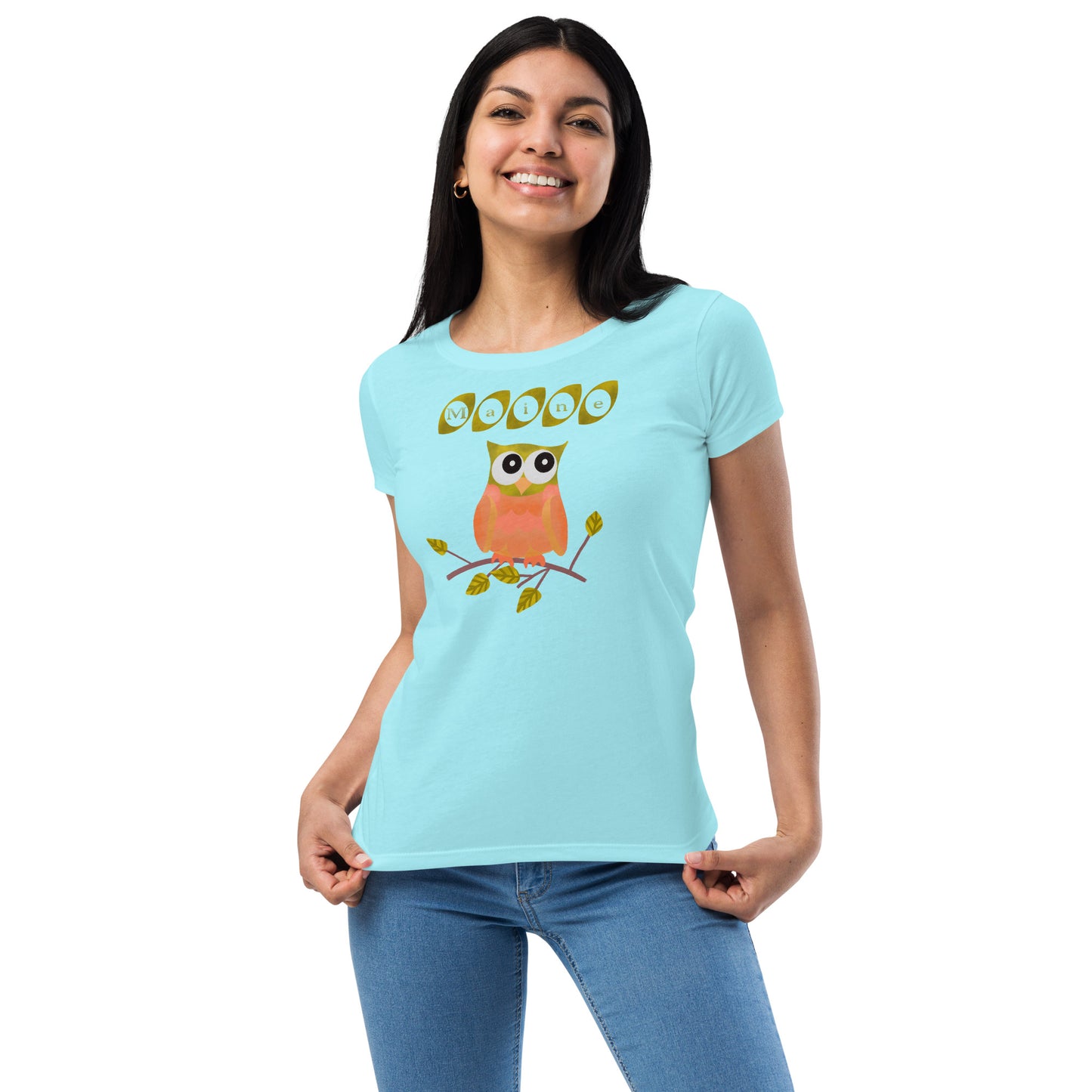 Maine Owl Women’s fitted t-shirt, orange