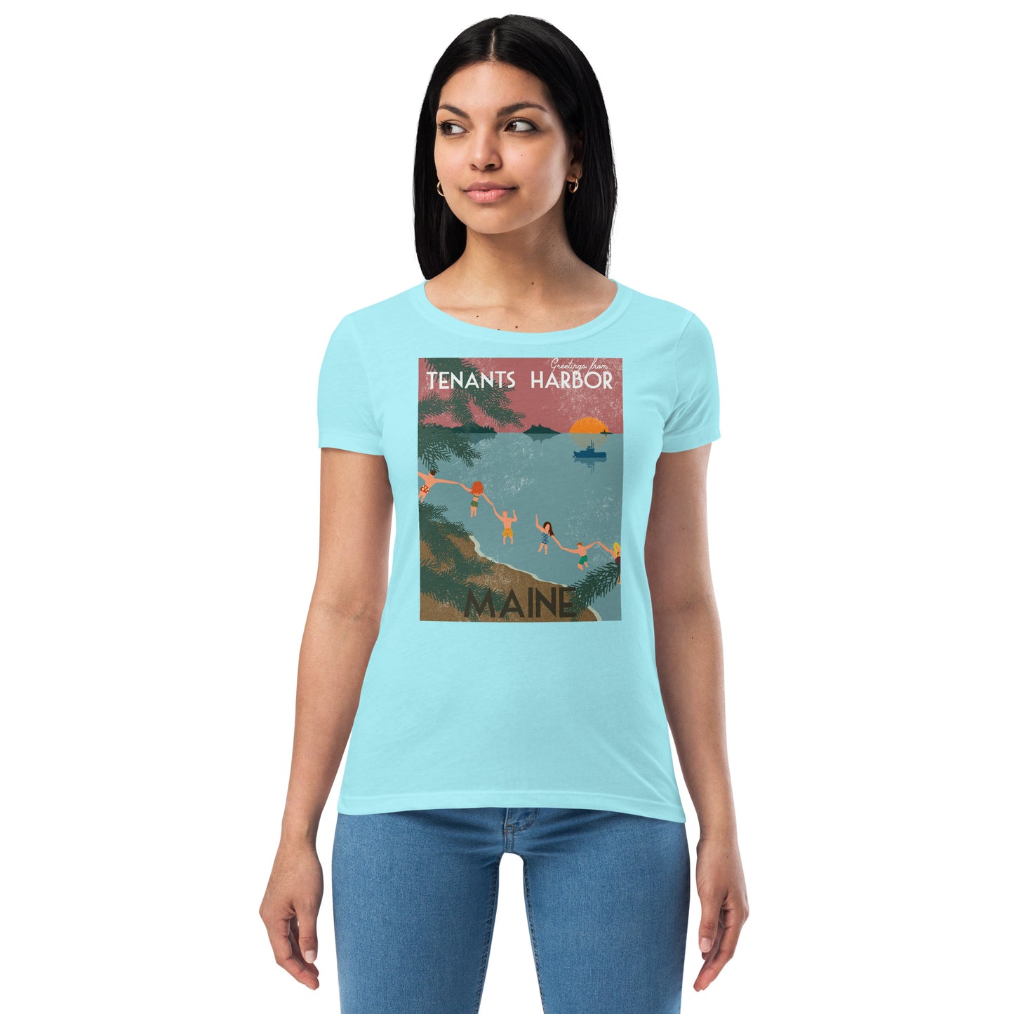 T Harbor Vintage Postcard Women’s fitted t-shirt