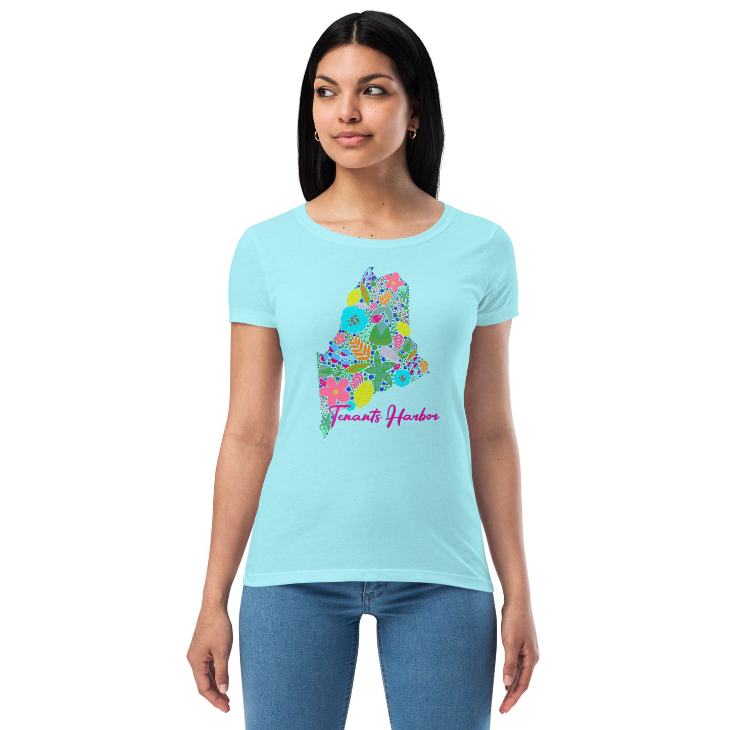 Tenants Harbor Neon Floral Women’s fitted t-shirt