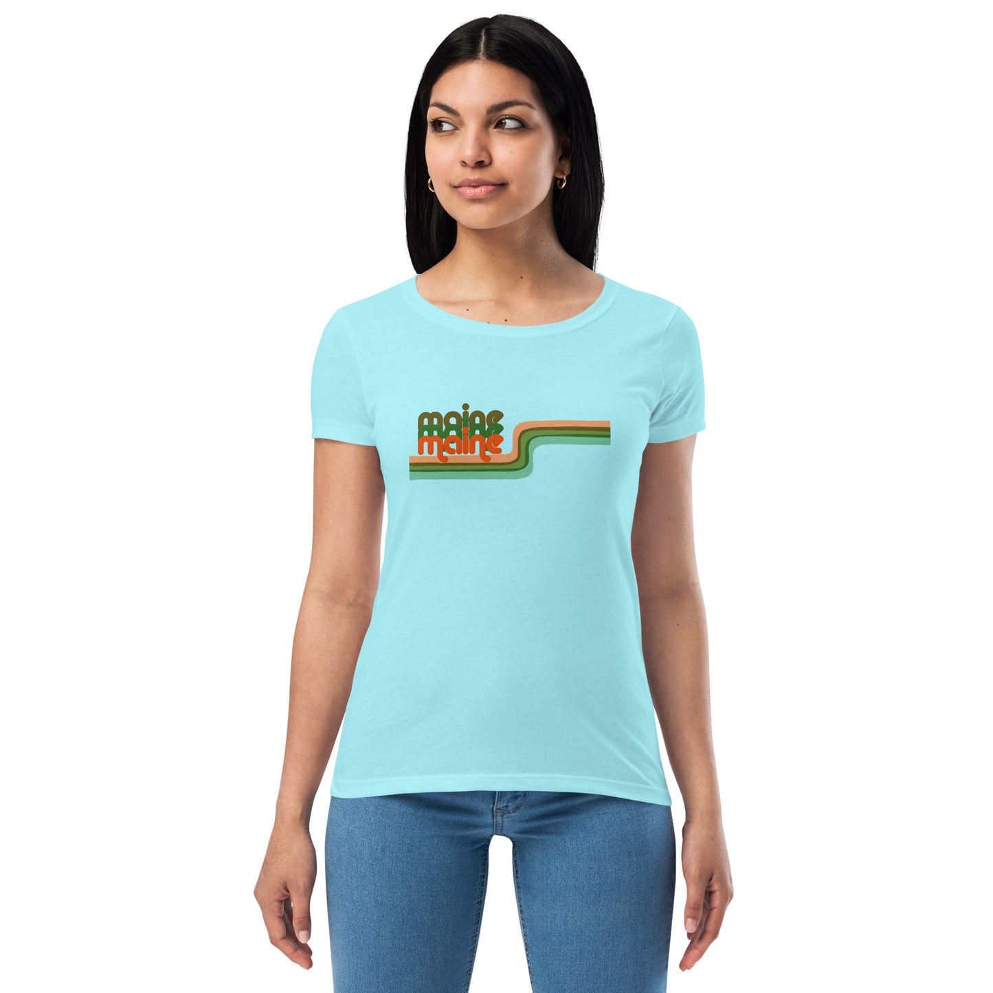 Maine Retro Ribbon Women’s fitted t-shirt