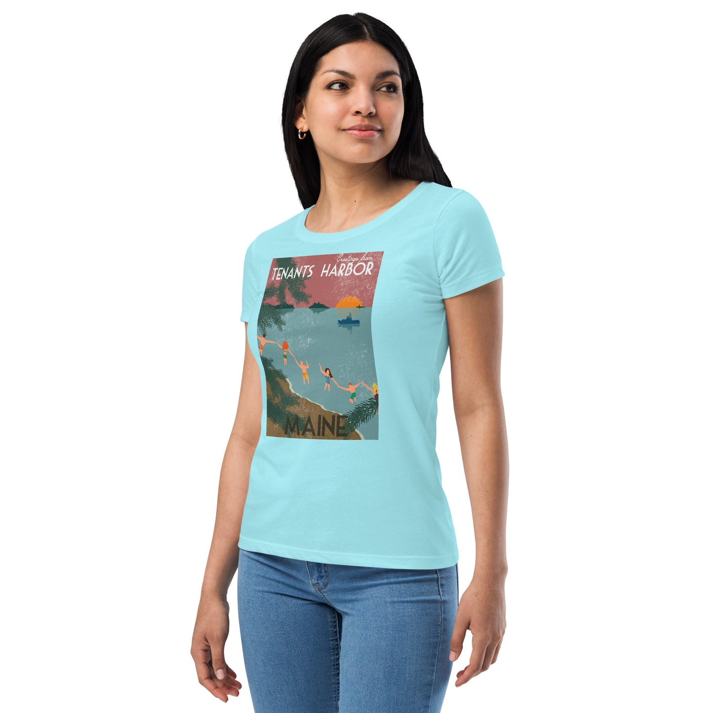 T Harbor Vintage Postcard Women’s fitted t-shirt