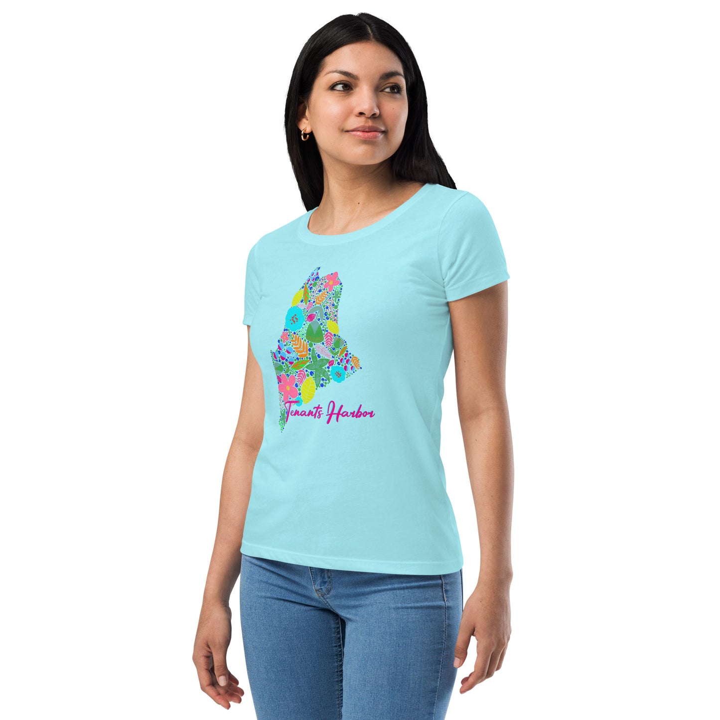 Tenants Harbor Neon Floral Women’s fitted t-shirt