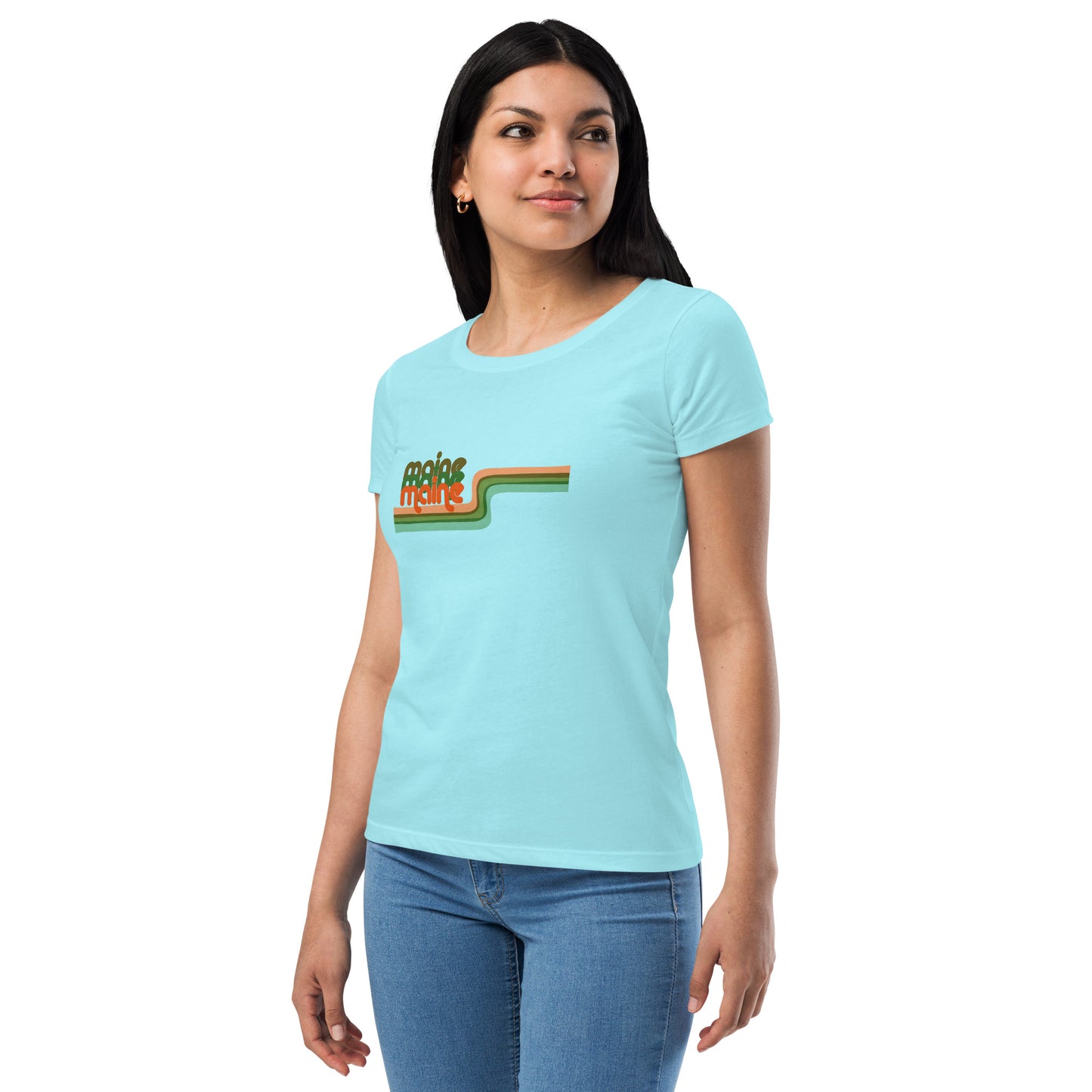 Maine Retro Ribbon Women’s fitted t-shirt