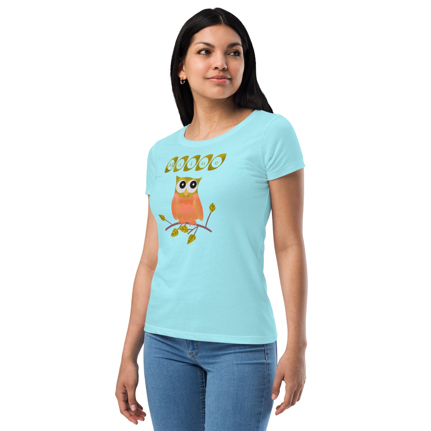 Maine Owl Women’s fitted t-shirt, orange