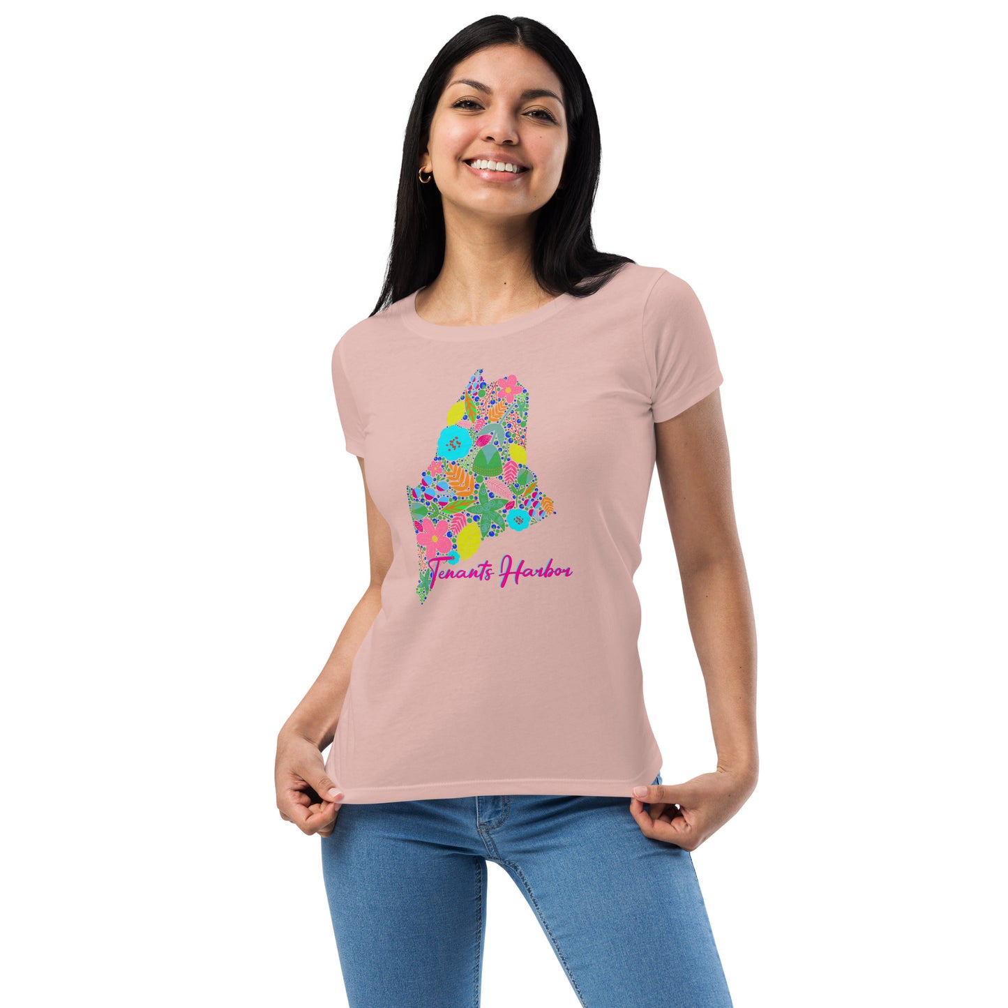 Tenants Harbor Neon Floral Women’s fitted t-shirt