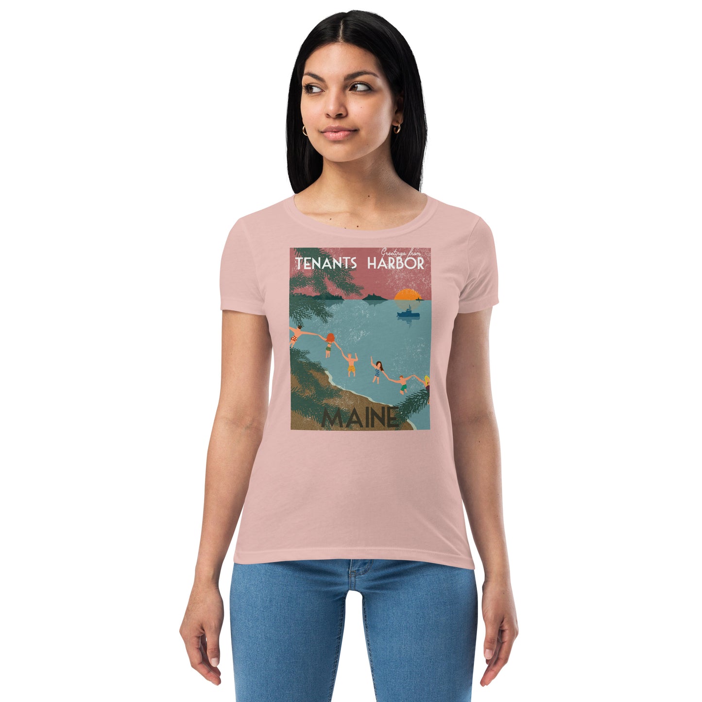 T Harbor Vintage Postcard Women’s fitted t-shirt