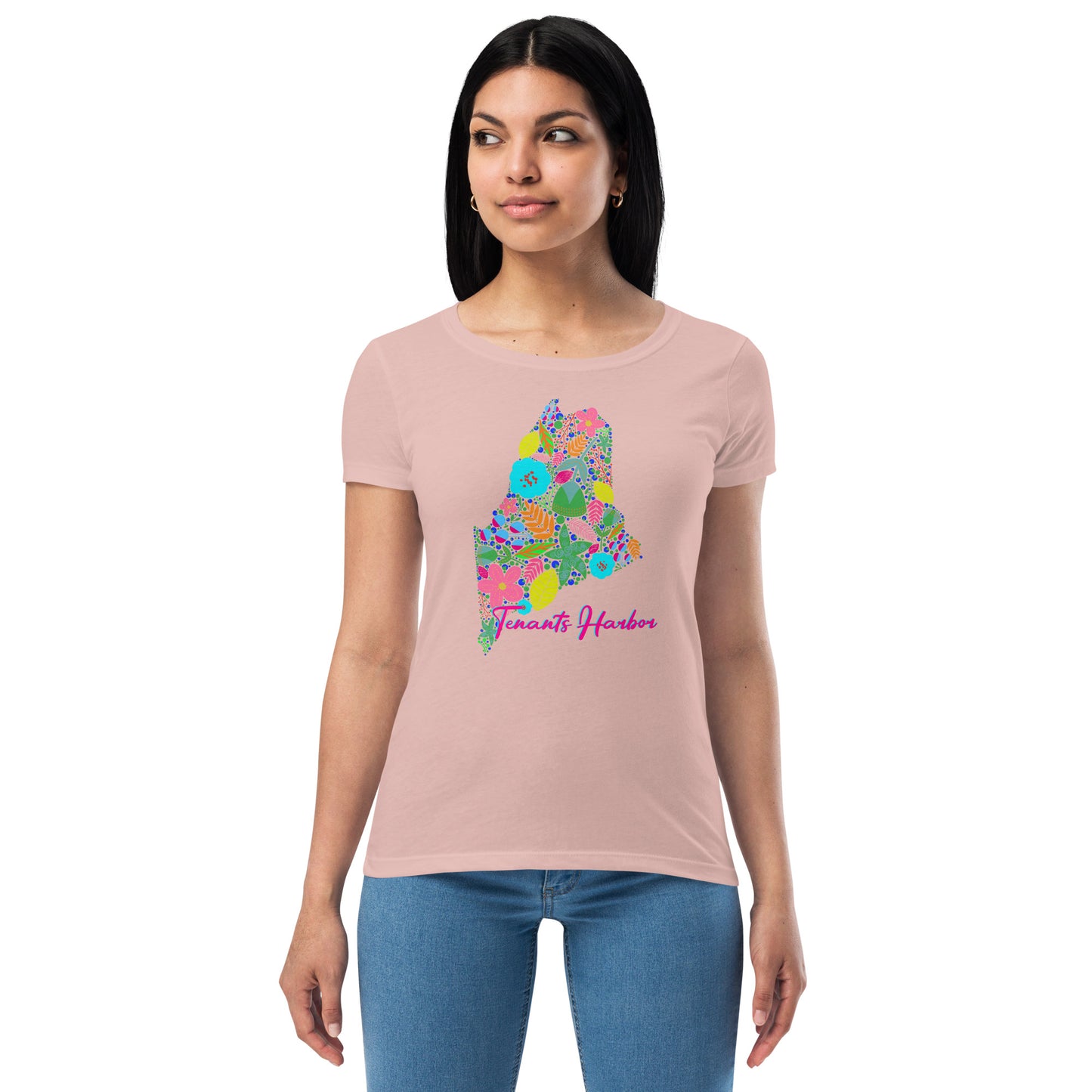 Tenants Harbor Neon Floral Women’s fitted t-shirt