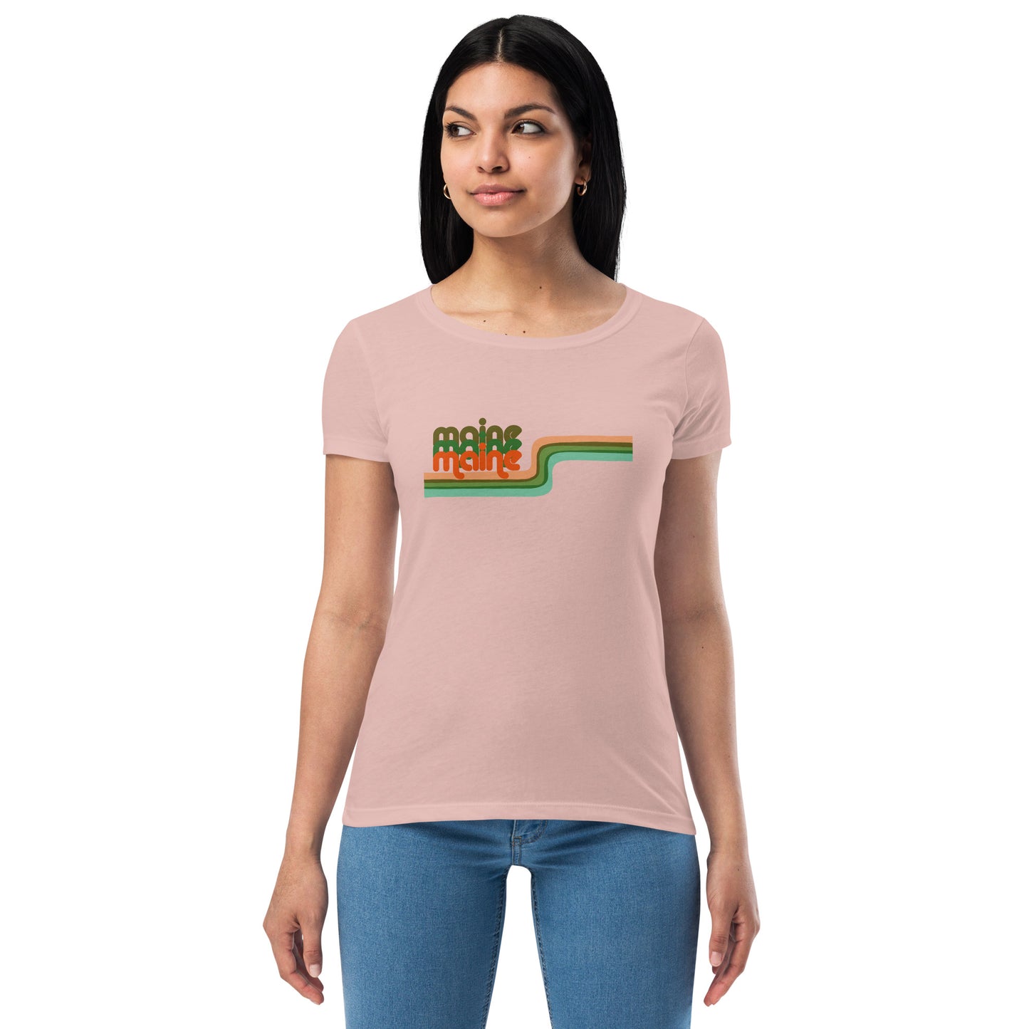 Maine Retro Ribbon Women’s fitted t-shirt