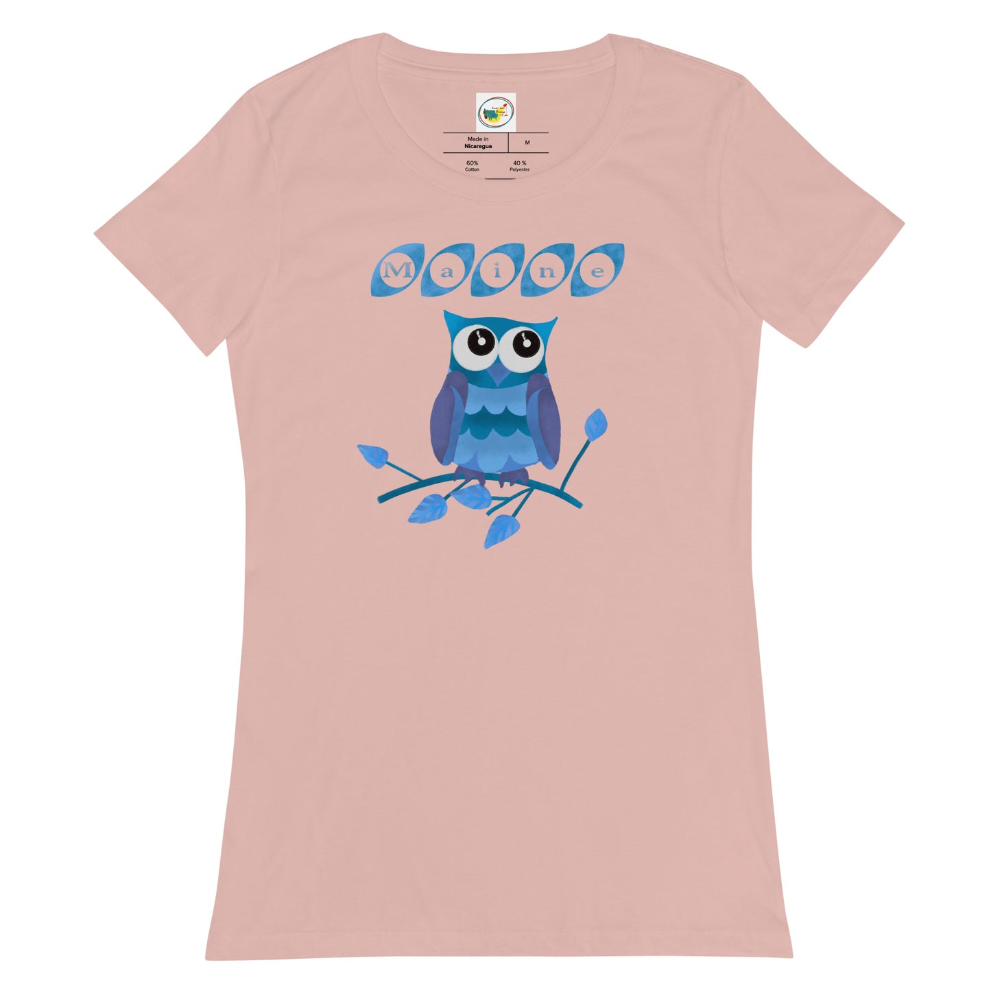 Maine Owl Women’s fitted t-shirt, blue