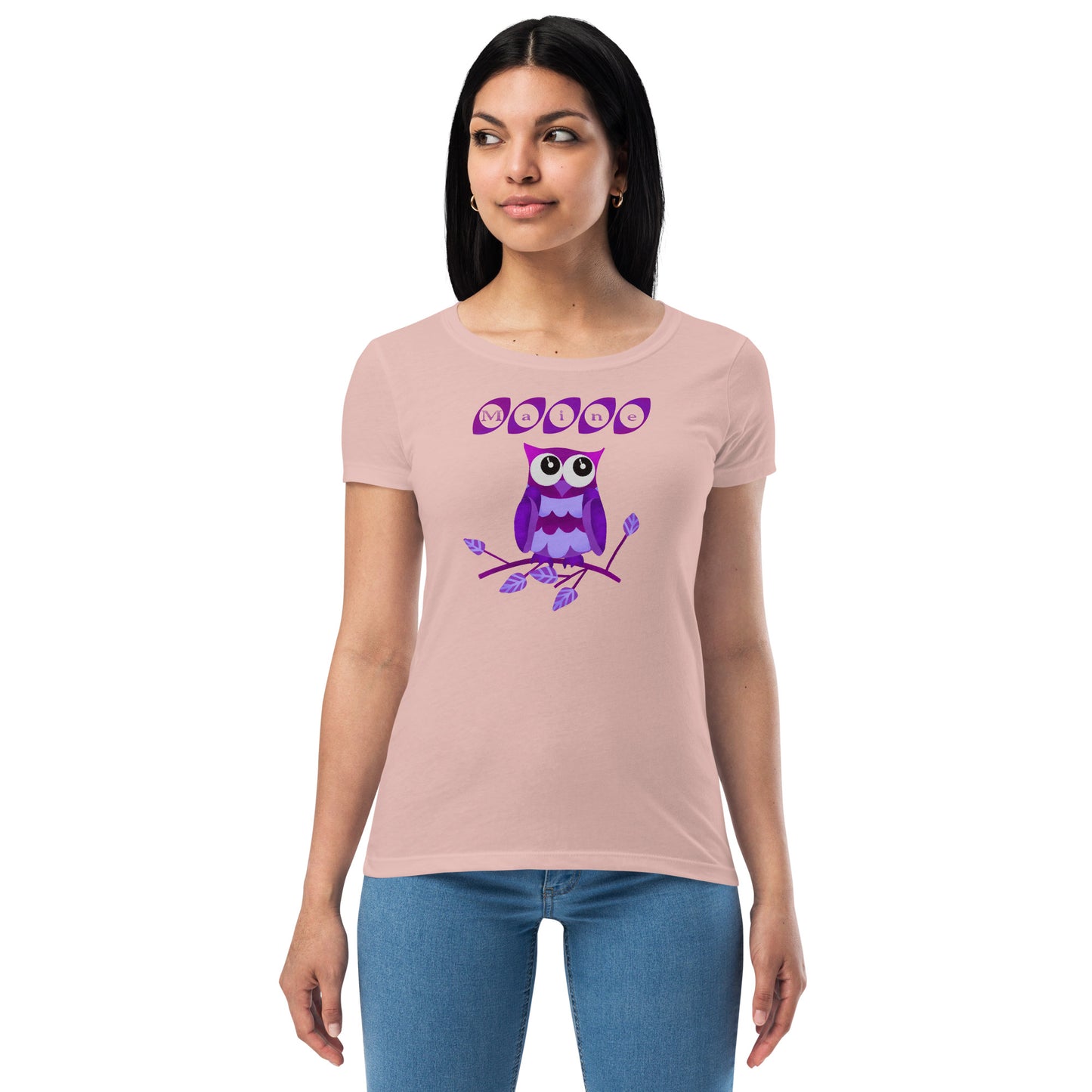 Maine Owl Women’s fitted t-shirt, purple