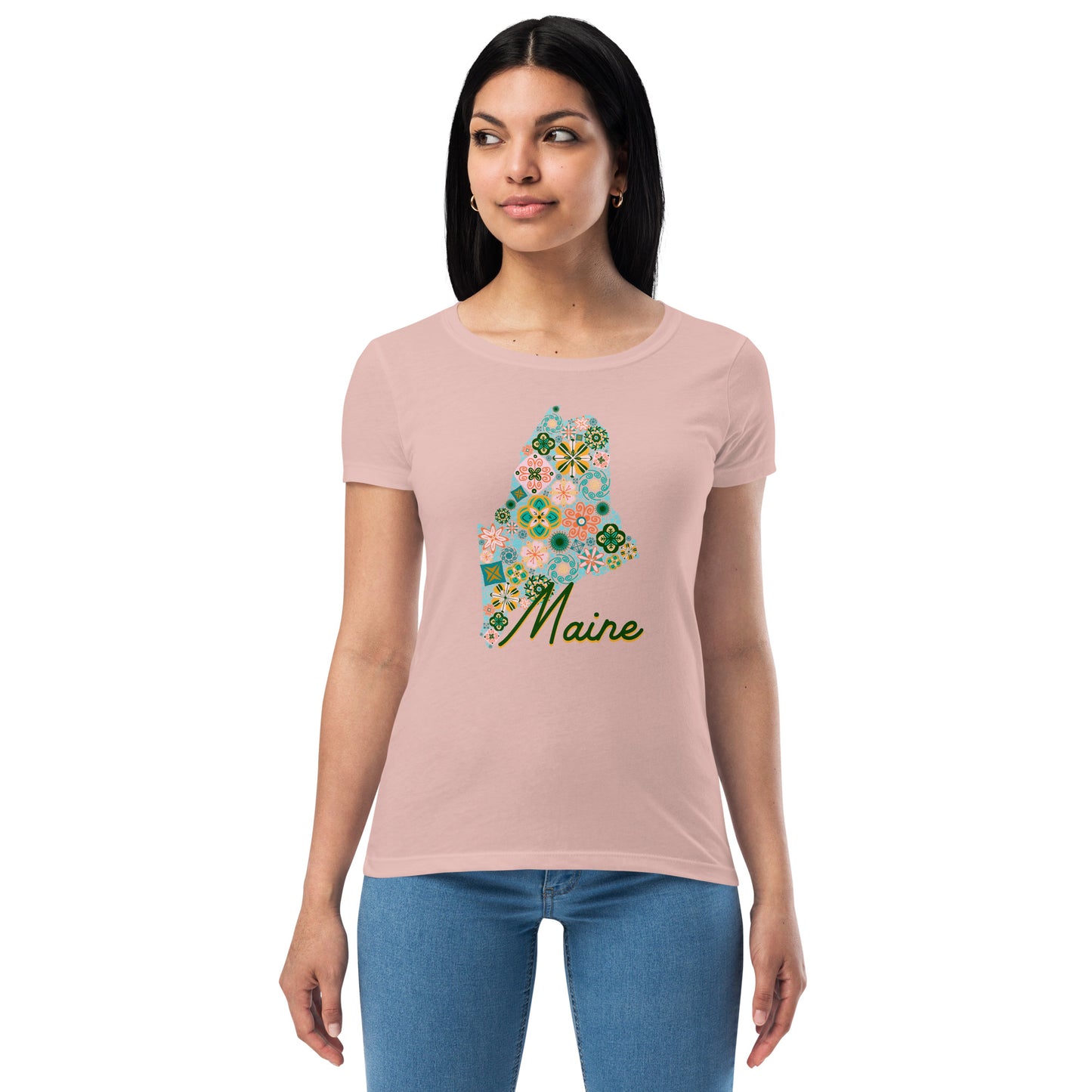 Maine State Vintage Floral Women’s fitted t-shirt