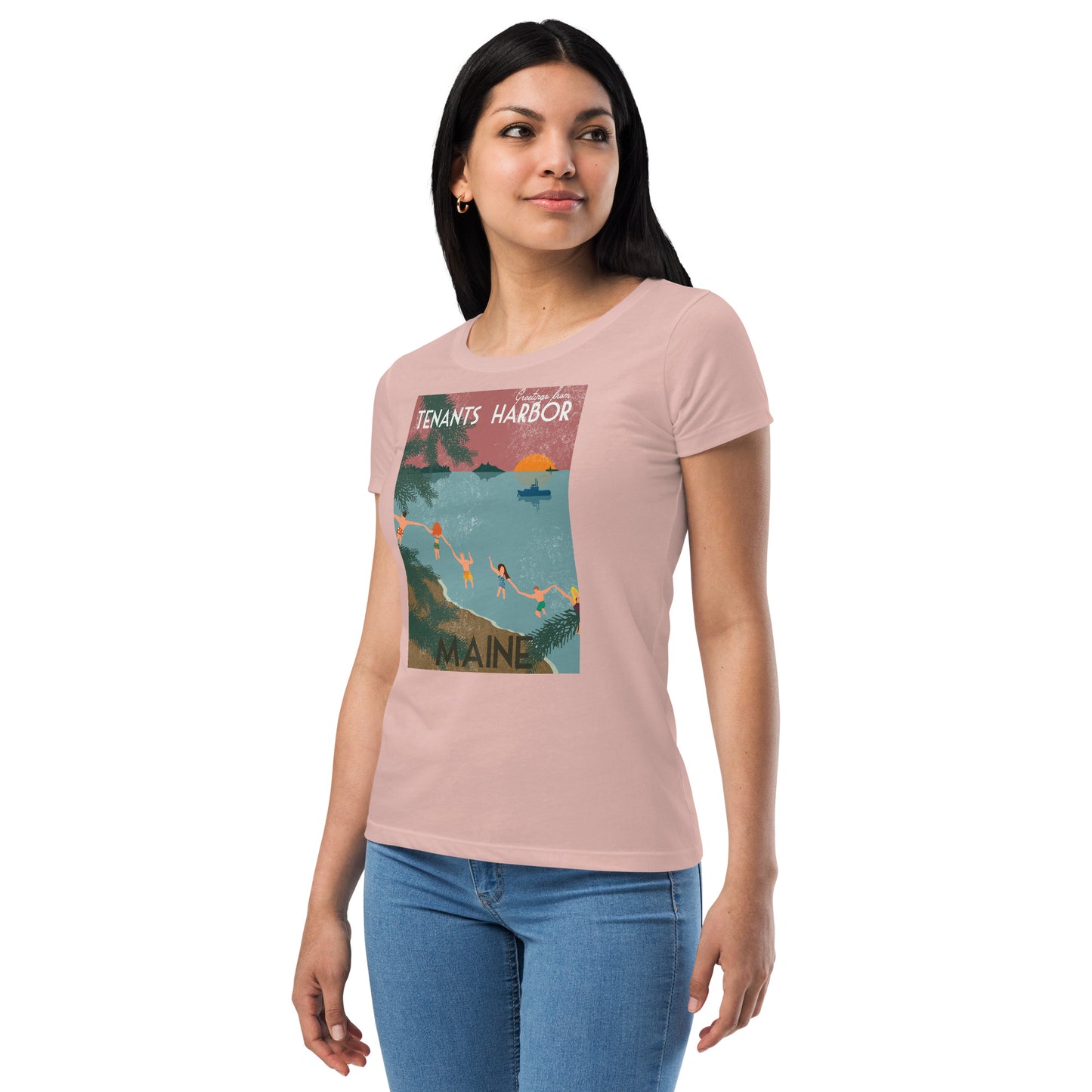 T Harbor Vintage Postcard Women’s fitted t-shirt