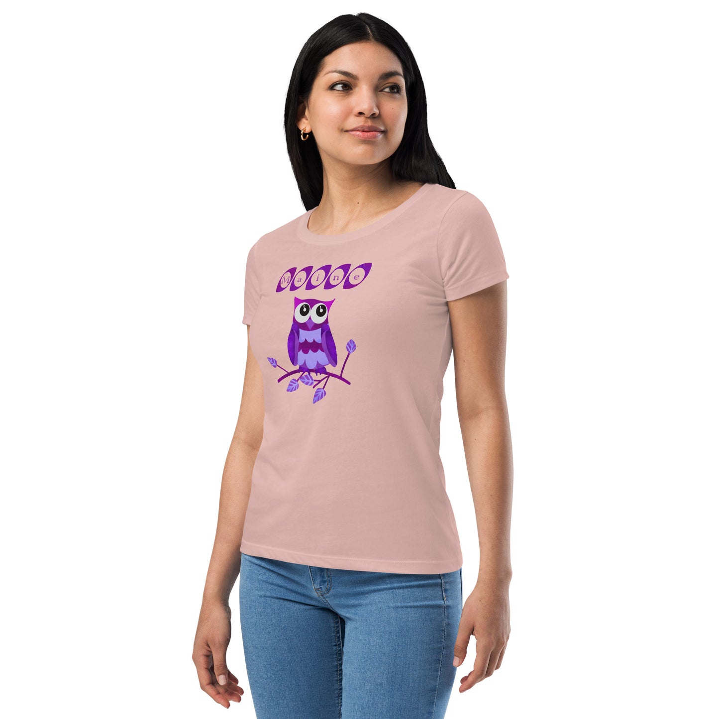 Maine Owl Women’s fitted t-shirt, purple