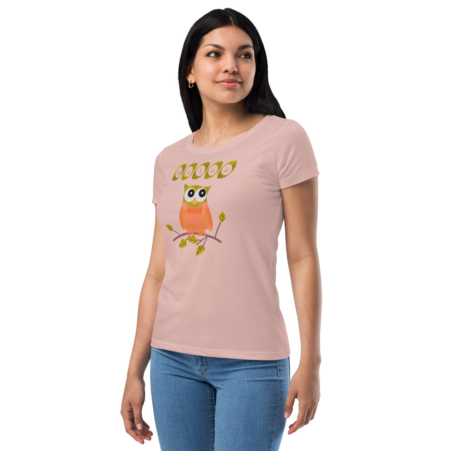 Maine Owl Women’s fitted t-shirt, orange