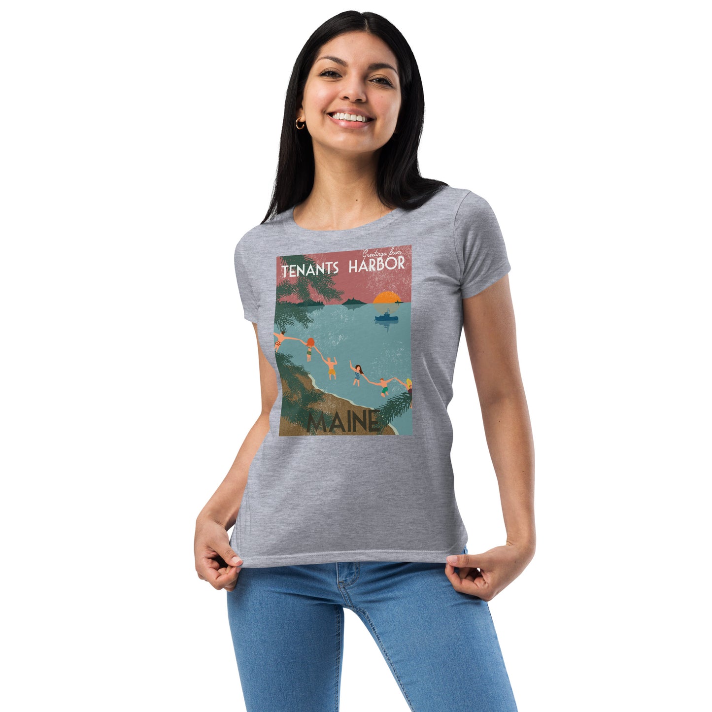 T Harbor Vintage Postcard Women’s fitted t-shirt