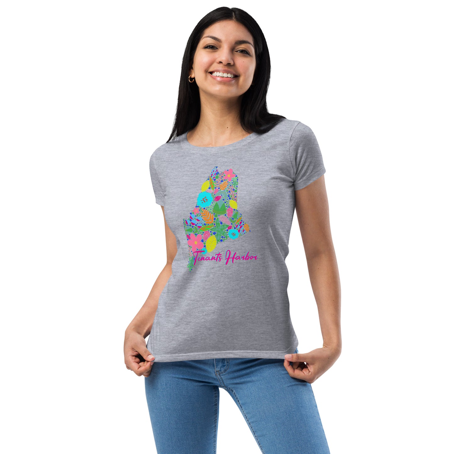 Tenants Harbor Neon Floral Women’s fitted t-shirt