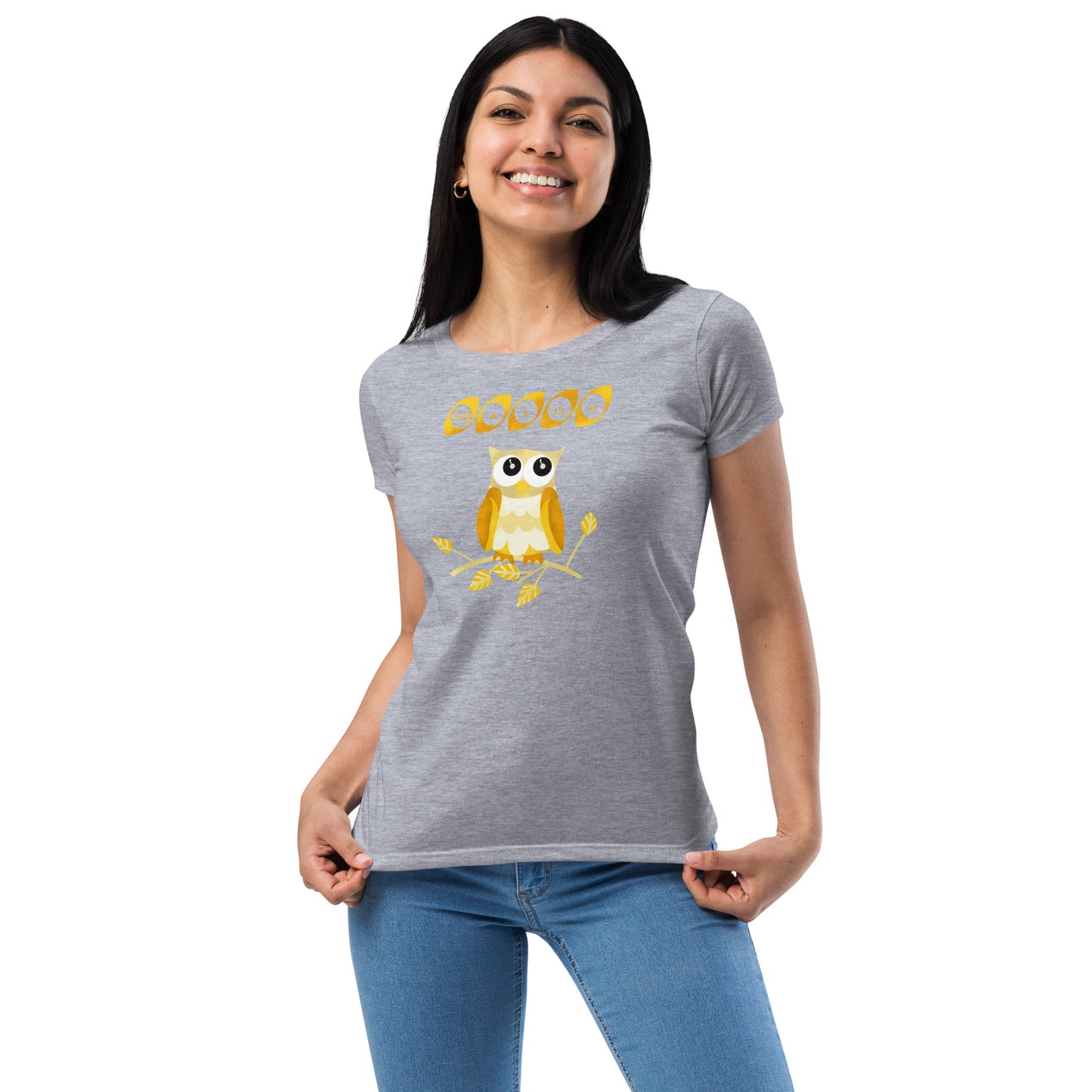 Maine Owl Women’s fitted t-shirt, yellow