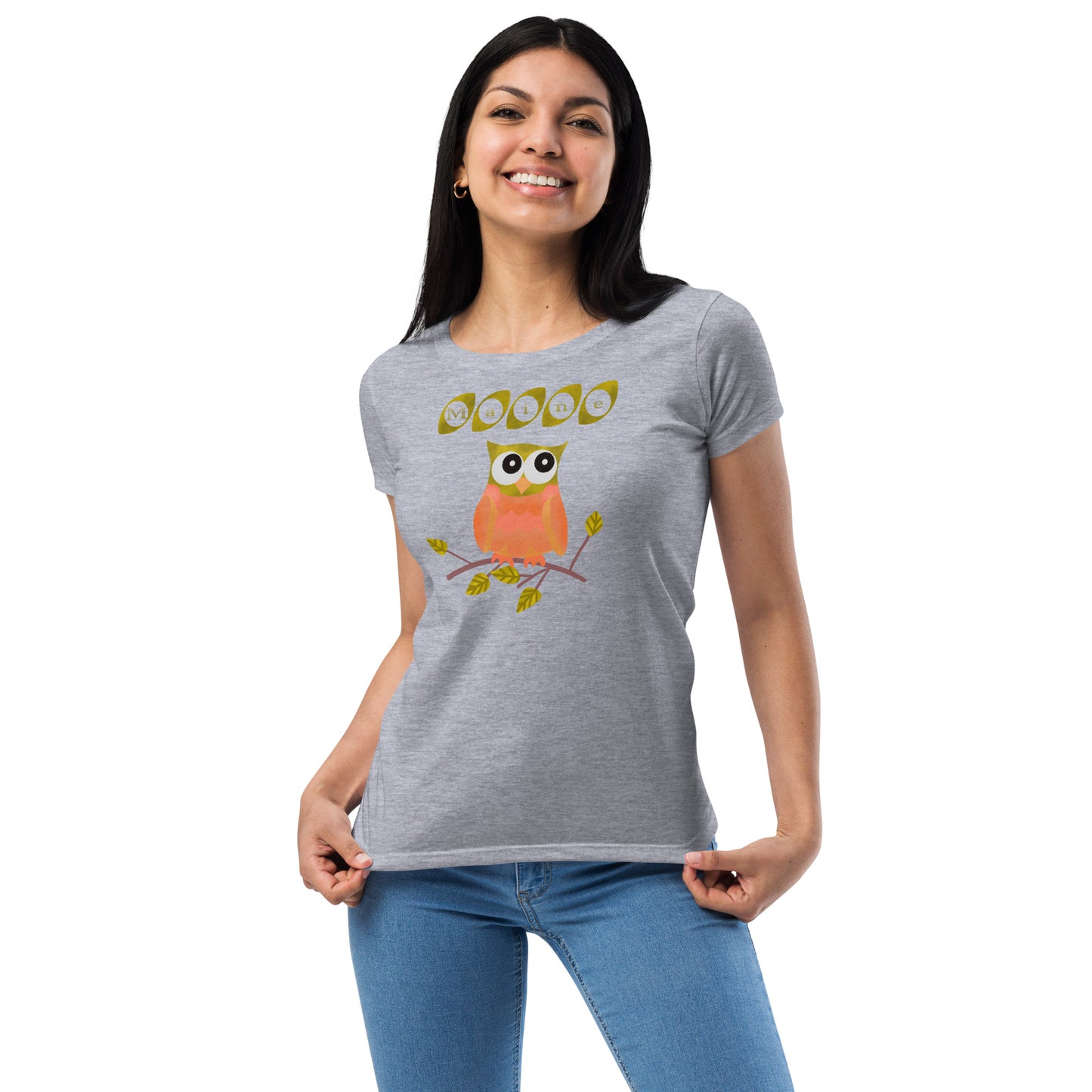 Maine Owl Women’s fitted t-shirt, orange